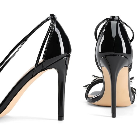 🆕 Women Black Strappy Gladiator Sexy Open Square Toe Heels Fashion Dressy Pumps - Picture 4 of 7